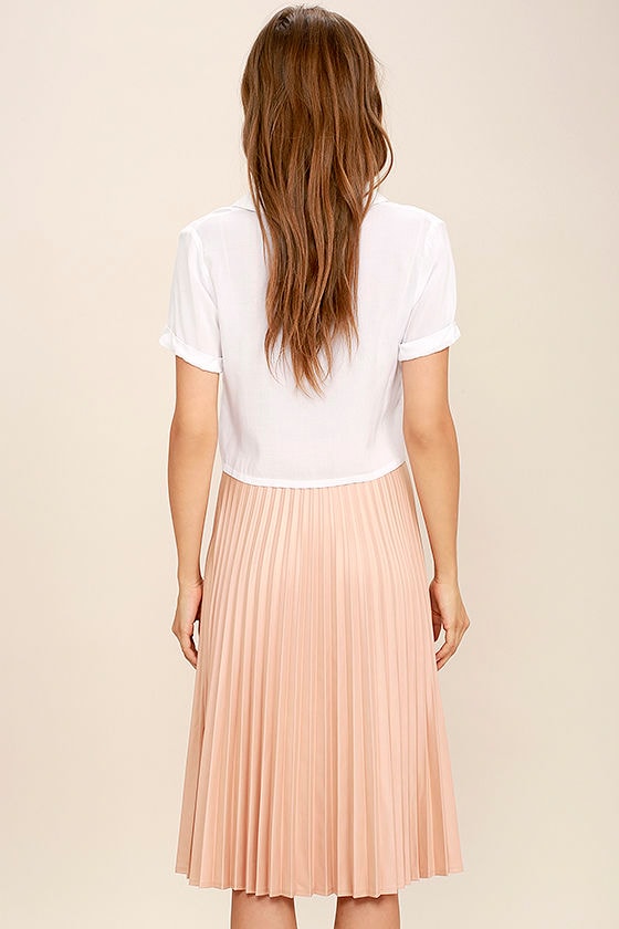 blush colored maxi skirt