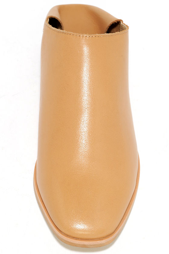 tan leather mules flat