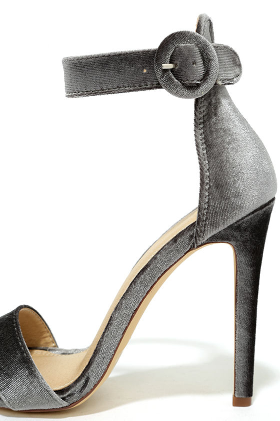 grey embellished heels