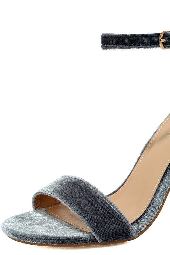 gray velvet pumps