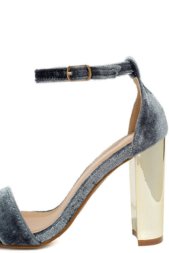 grey thick heels