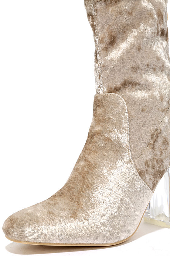 grey mid calf high heel boots