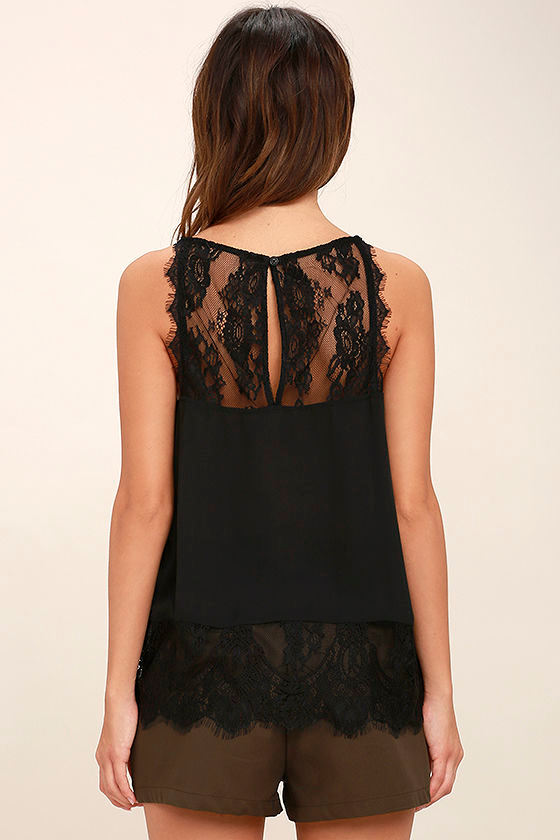 black lace sleeveless top
