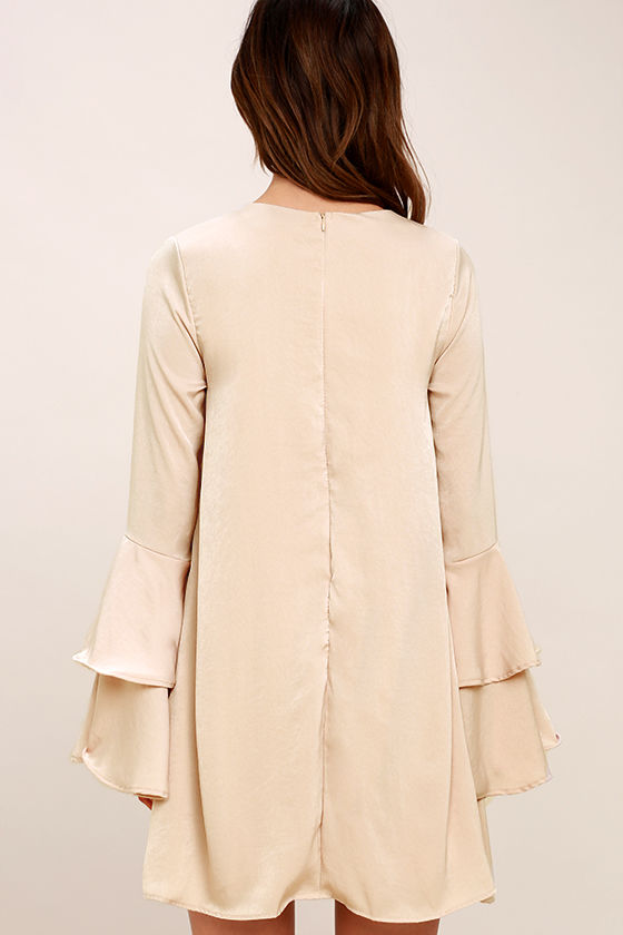 beige long sleeve gown