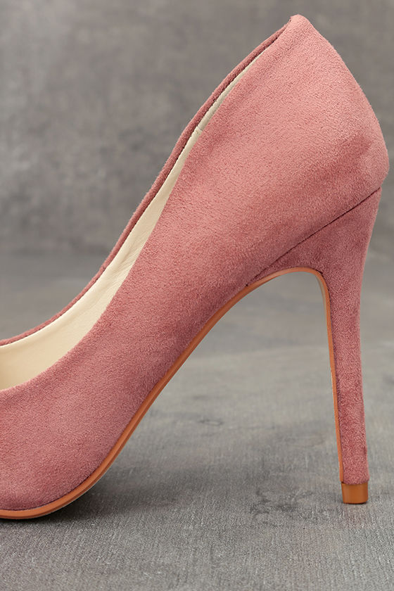 rose suede pumps