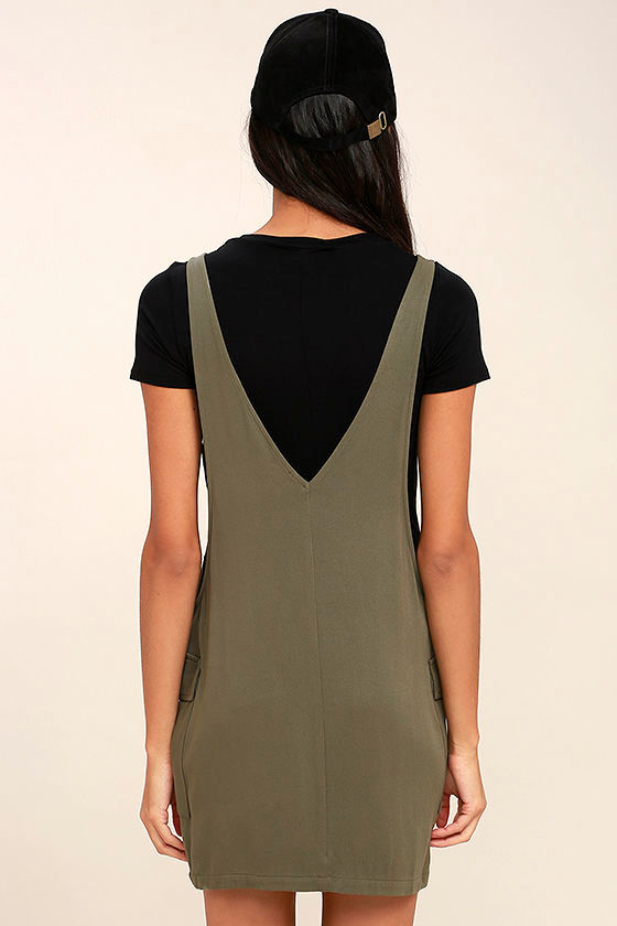 olive pinafore dress