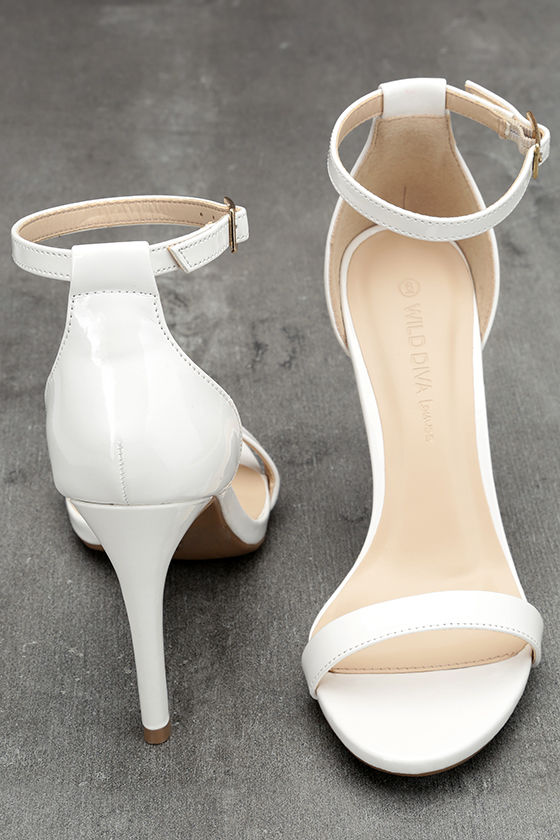 patent white heels