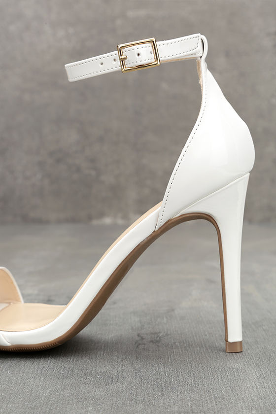 white patent leather stilettos