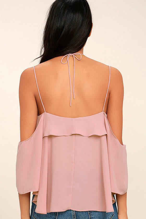 Cute Blush Pink Top - Off-the-Shoulder Top - Blouse - $49.00