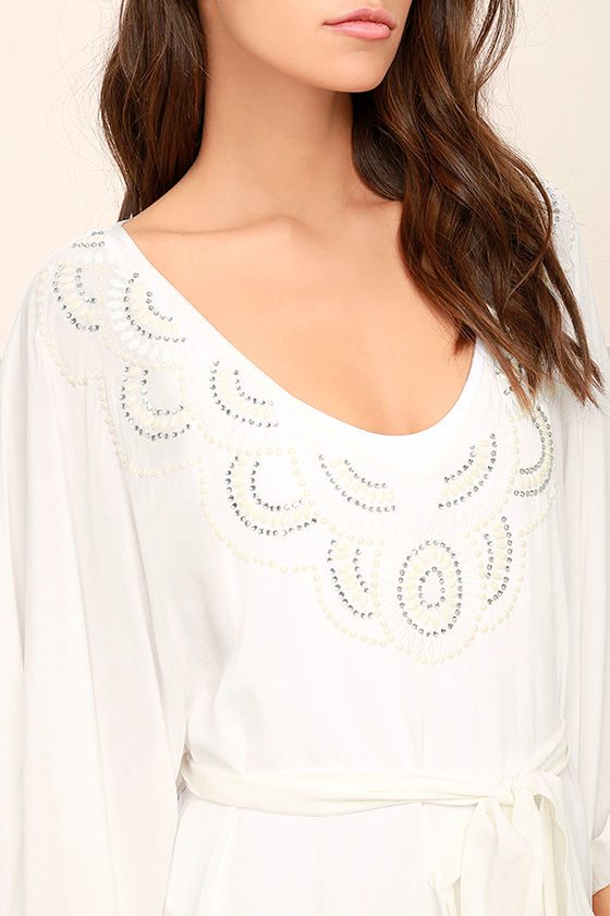 Cool Kaftan CoverUp White CoverUp Beaded CoverUp 48.00