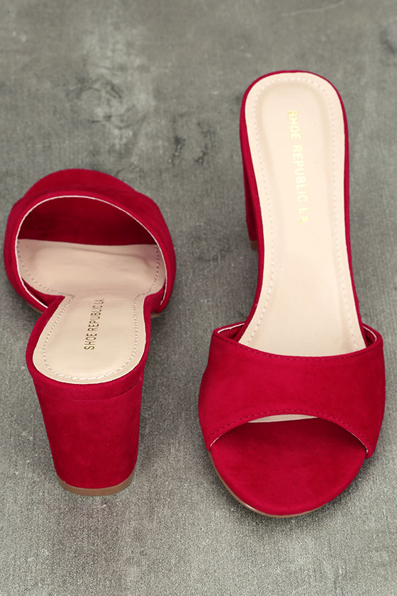 Stylish Red Heels PeepToe Heels SlideOn Heels 27.00