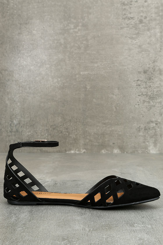 black ankle flats