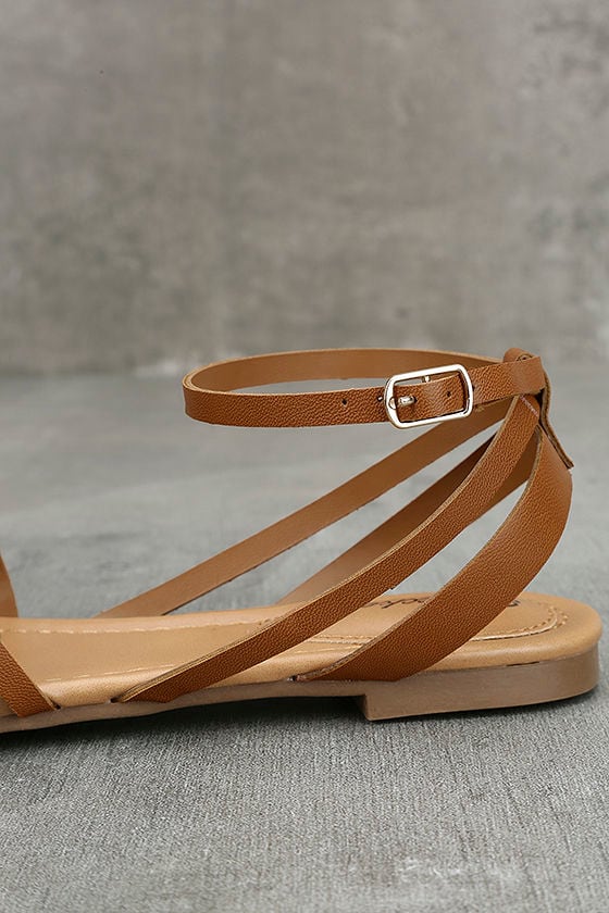 tan ankle strap