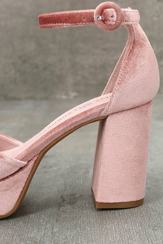 Chinese Laundry Tina Heels - Platform Heels - Pink Velvet Heels - $80.00