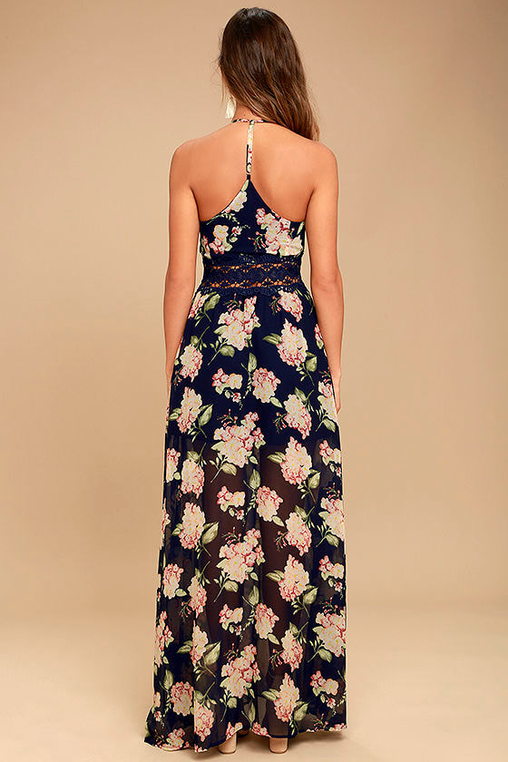 navy blue floral maxi