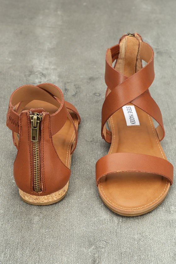 lulus willy cognac leather open toe clog sandals