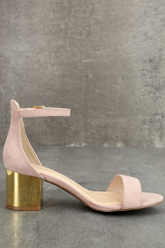 laura light nude suede ankle strap heels