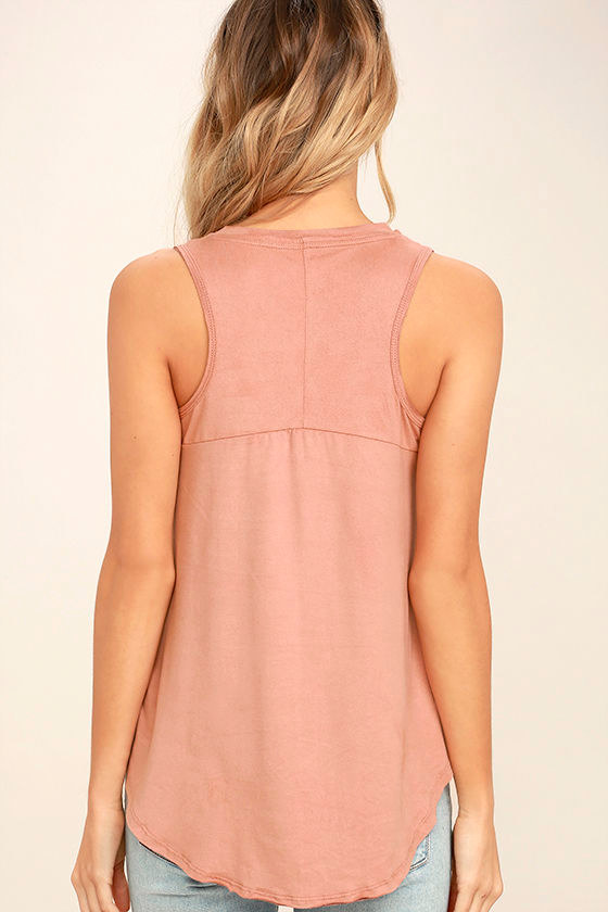 Chic Blush Pink Top - Vegan Suede top - Tank Top - $39.00
