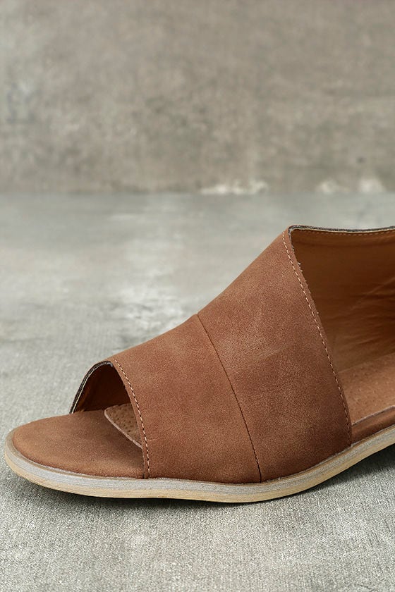 brown leather d orsay flats