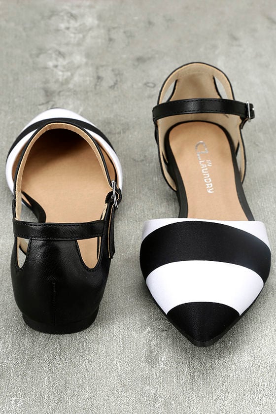 black and white ankle strap flats