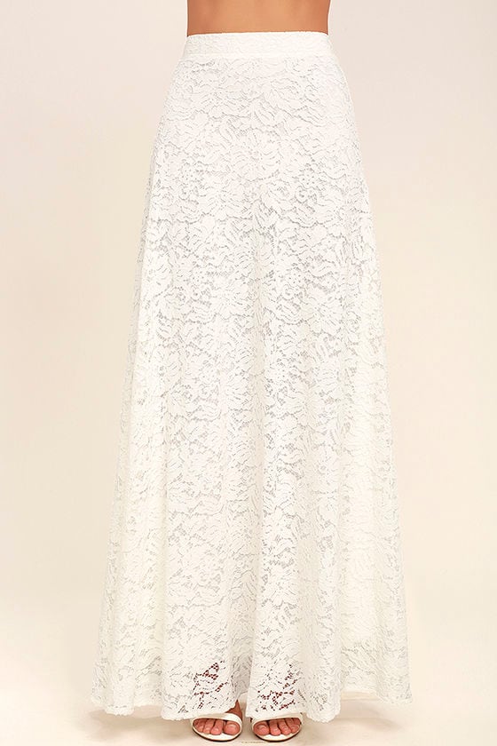 Stunning White Two-Piece Dress - Lace Two-Piece Dress - Two-Piece Maxi ...