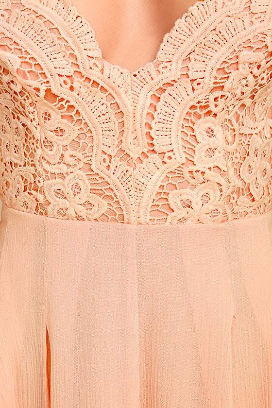 Blush Pink Romper - Lace Romper - Backless Romper - $49.00
