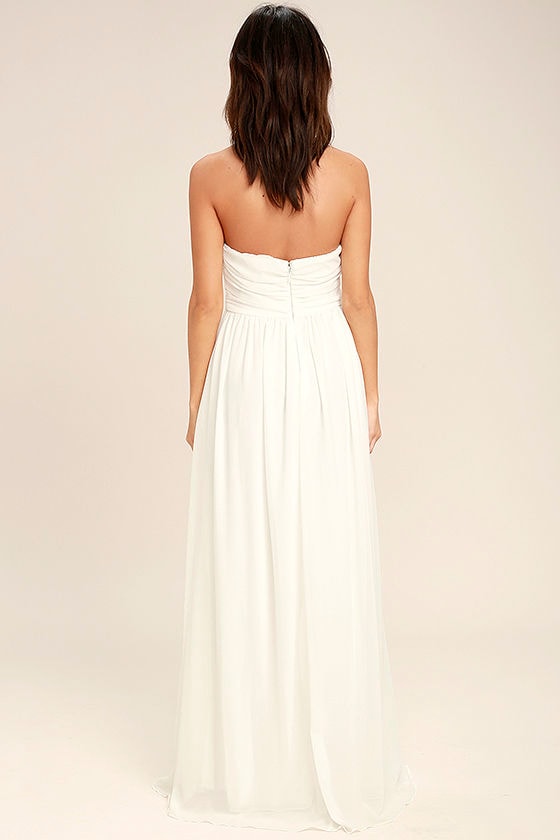 Ivory Maxi Dress - Strapless Dress - Bridesmaid Dress - Gown - $84.00