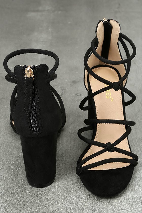 low black ankle strap heels