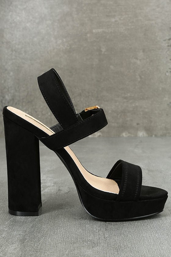 black suede platform heel