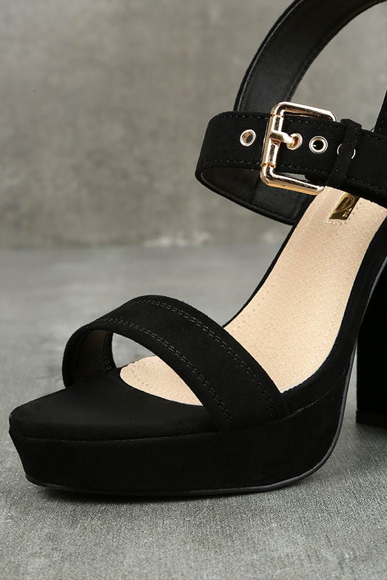 black suede platform heel