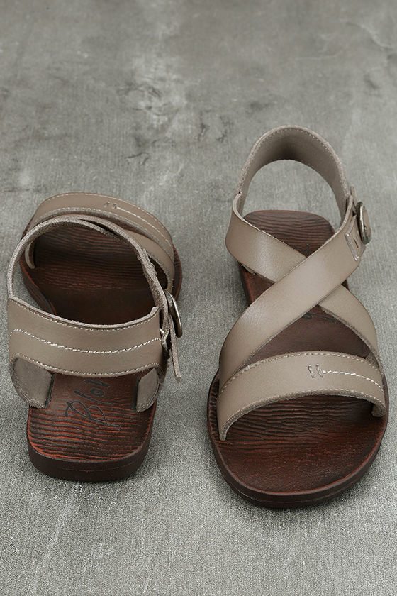 Blowfish Drum Birch - Taupe Flat Sandals - Vegan Leather Sandals - $42.00