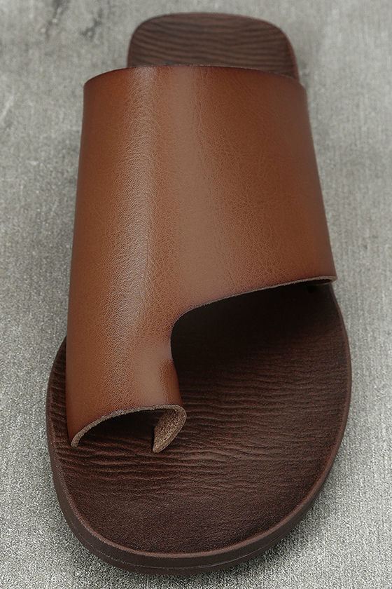 Blowfish Dalla Sandals - Tan Slide Sandals - Toe Loop Sandals - $42.00