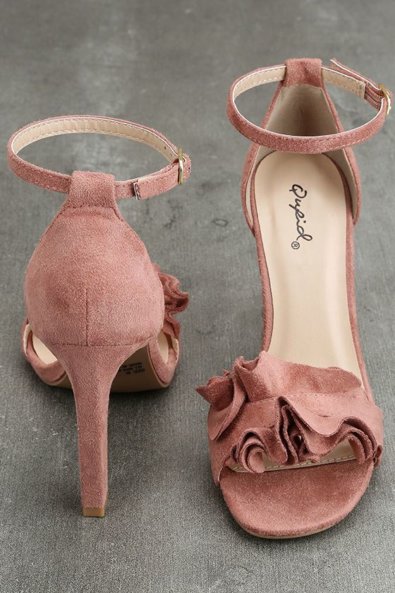 Chic Mauve Suede Heels Ankle Strap Heels Vegan Suede Heels 34.00