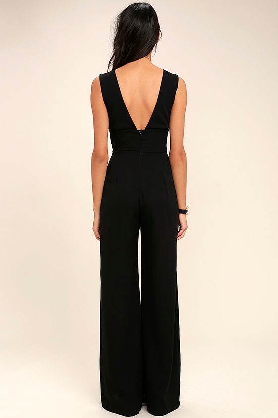 Chic Black Jumpsuit WideLeg Jumpsuit Woven Jumpsuit 68.00