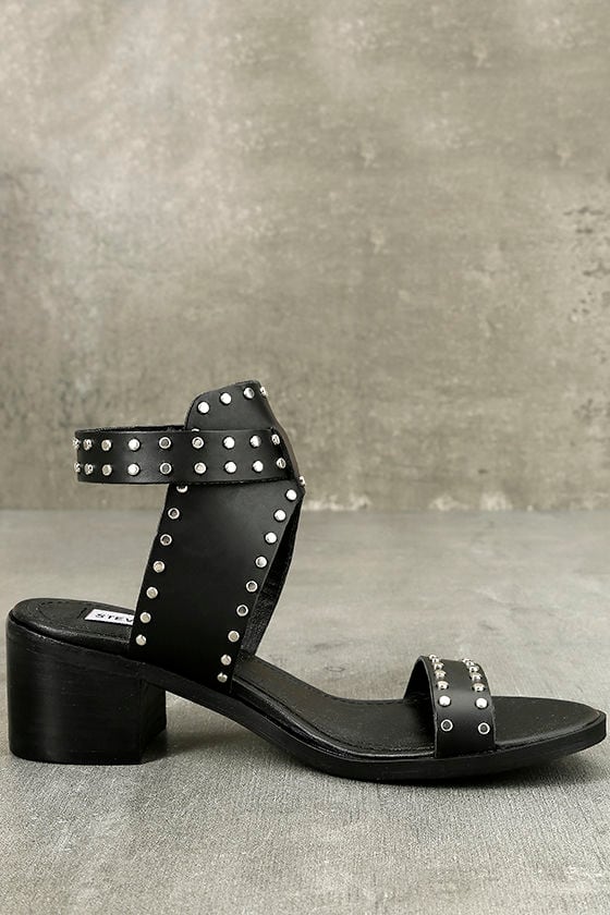 steve madden black strap heel