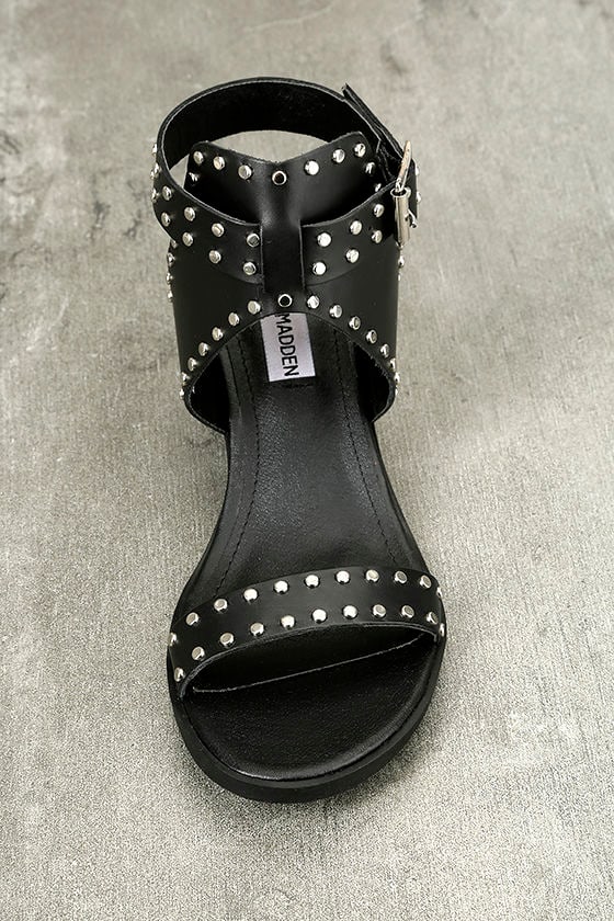 Steve Madden Gila - Black Sandals - Studded Sandals - Ankle Strap Heels ...