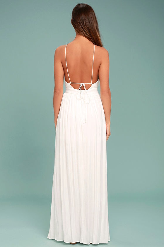 Lovely White Dress Maxi Dress Halter Dress 94.00