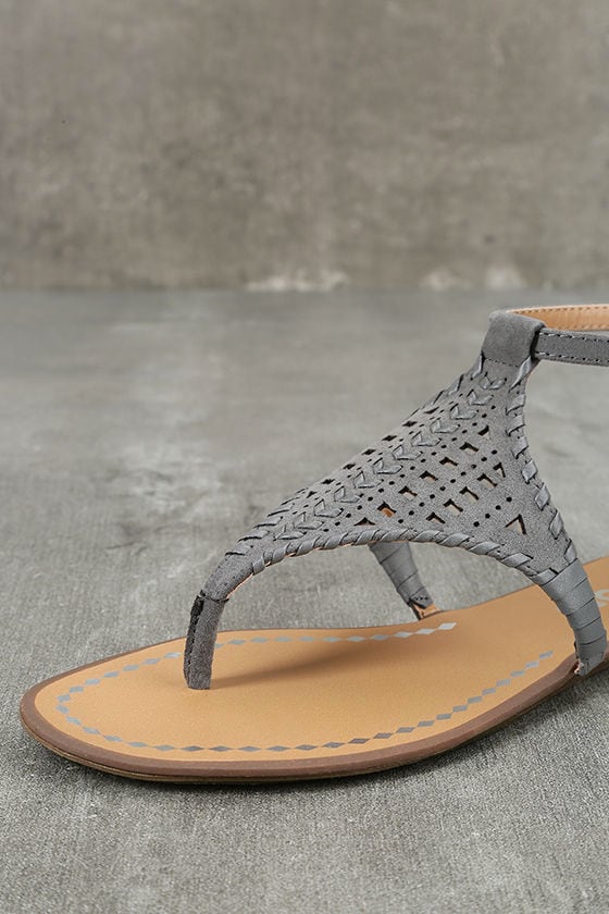dark grey flat sandals