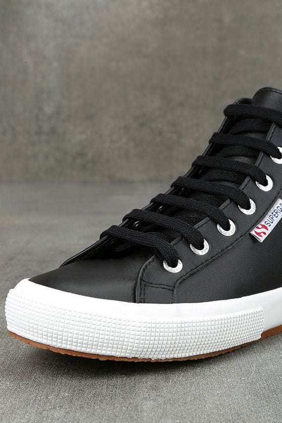 Superga 2795 Fglu Black Leather High Top Sneakers Black Sneakers