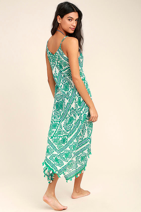 Fun Green Print CoverUp Swim CoverUp Tassel CoverUp Green