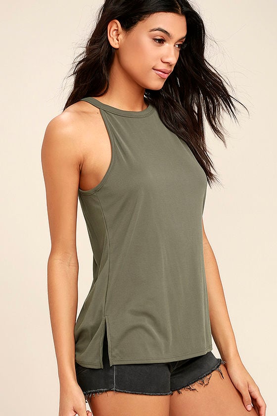 Ollie Olive Green Top - Olive Green Tank Top - Olive Green Top - $43.00