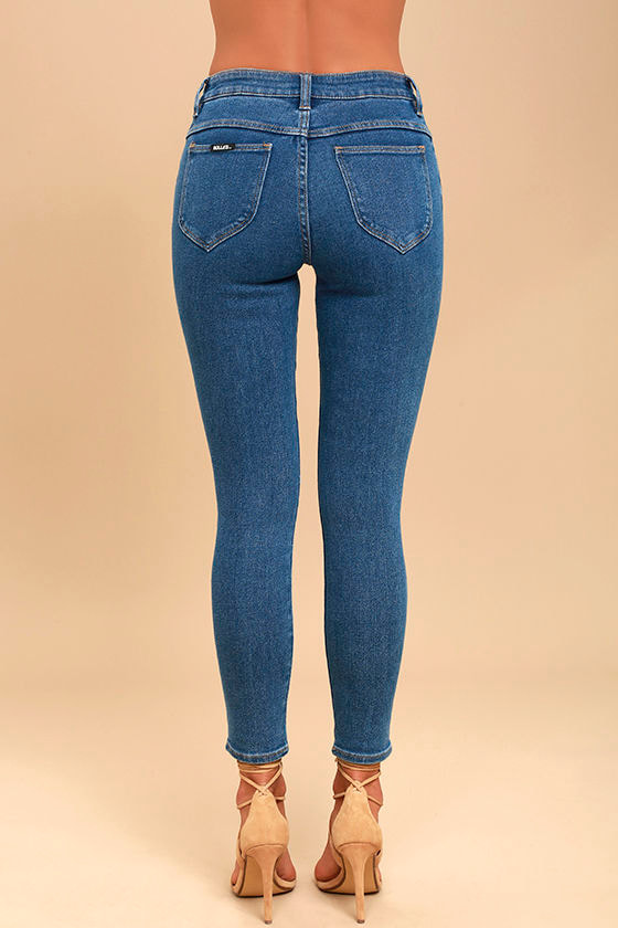 Rollas Westcoast Staple - Dark Blue Jeans - Mid-Rise Jeans - Skinny Jeans