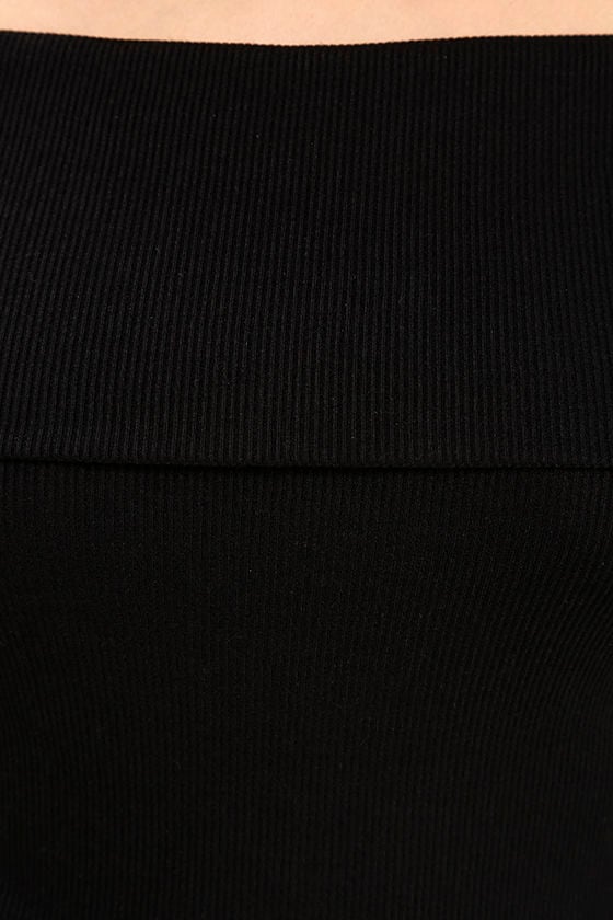 Cute Black Bodysuit - Off-the-shoulder Bodysuit - Ribbed Bodysuit - $34.00