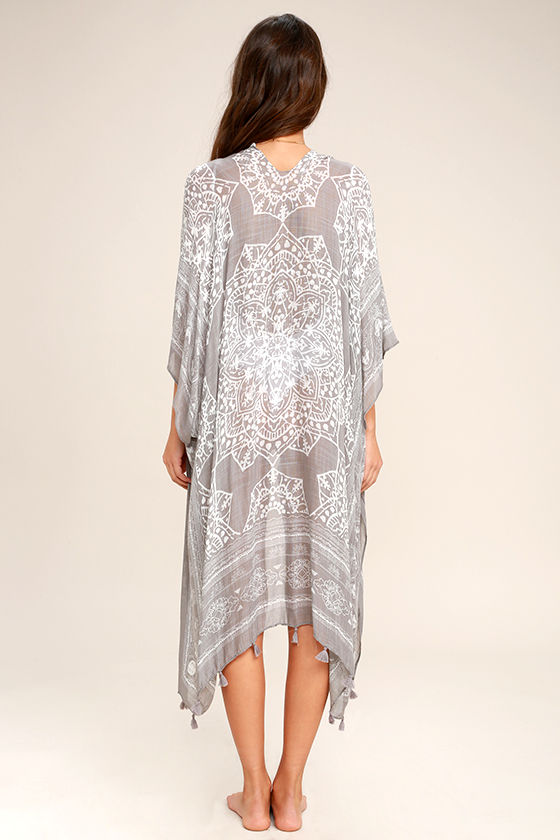 Boho CoverUp Grey Print CoverUp Swim CoverUp