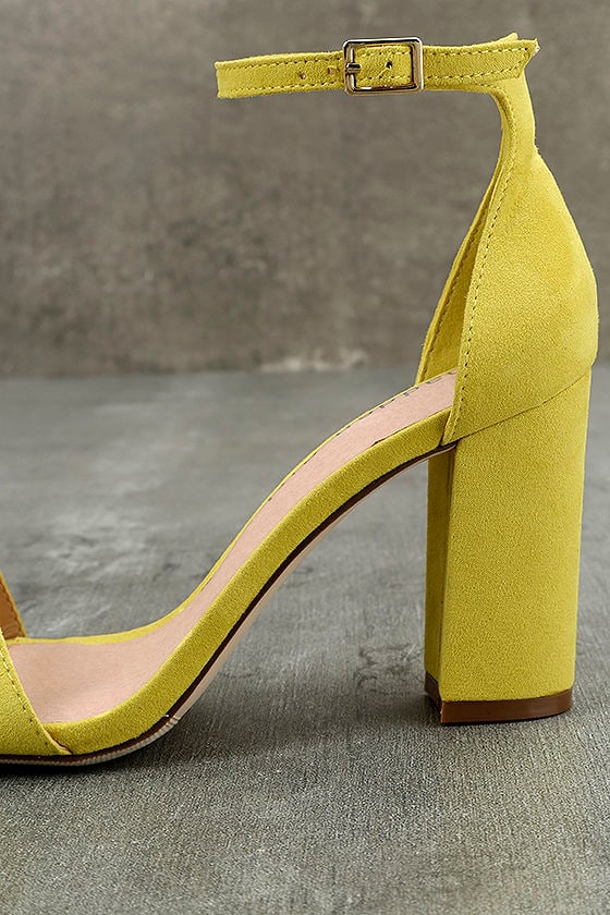 yellow strap up heels