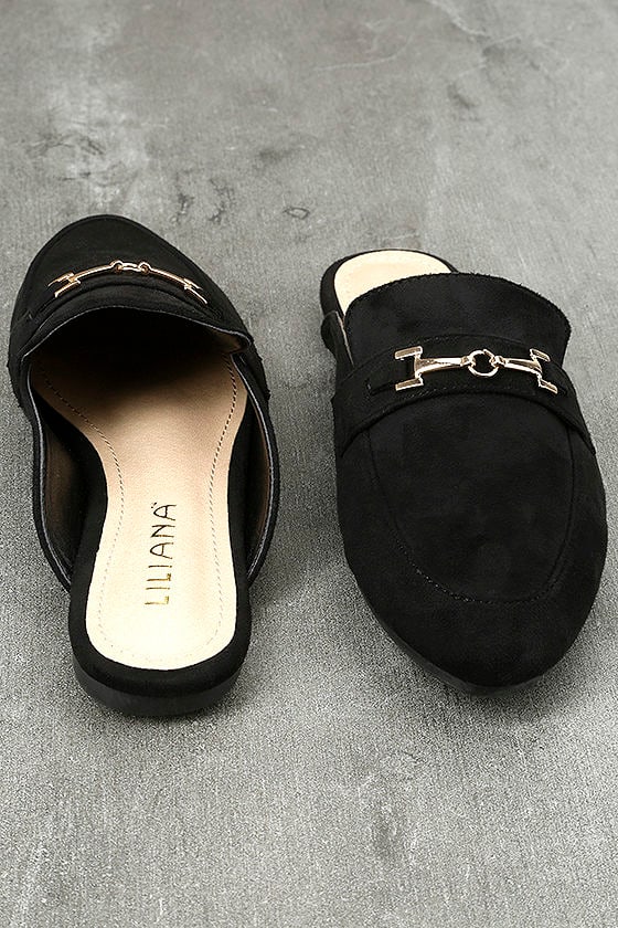 black loafer slides