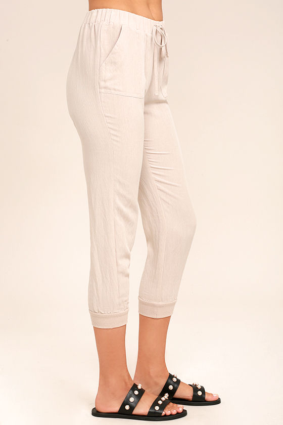 beige jogger pants womens
