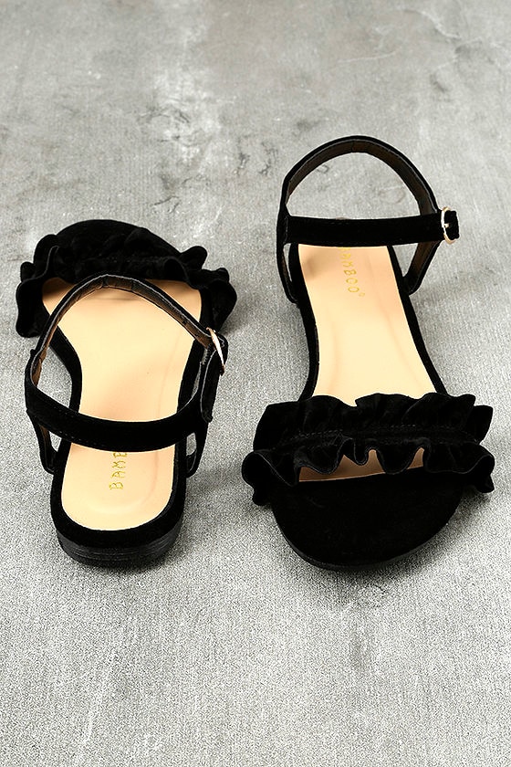 black velvet flat sandals