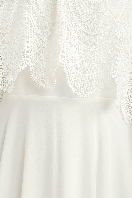 Lovely White Dress - Halter Dress - Maxi Dress - Lace Dress