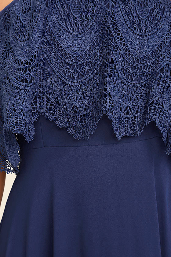 Navy Blue 100 Silk Italian Lace P272